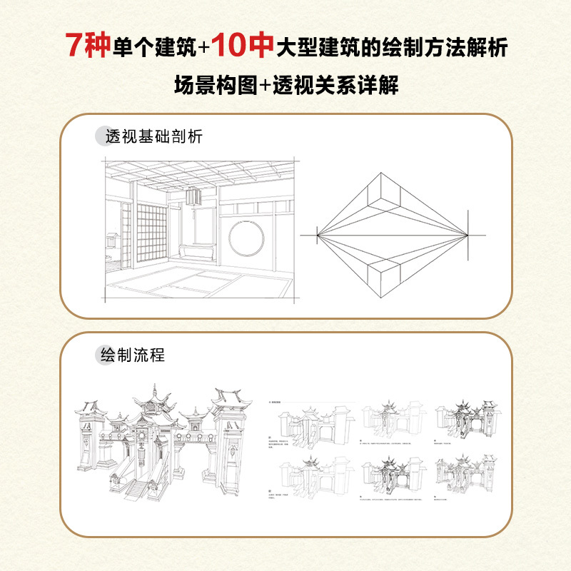 [正版]零基础学古风 动漫建筑与场景线描插画教程 绘月工坊,乌隼 编 漫画技法 艺术