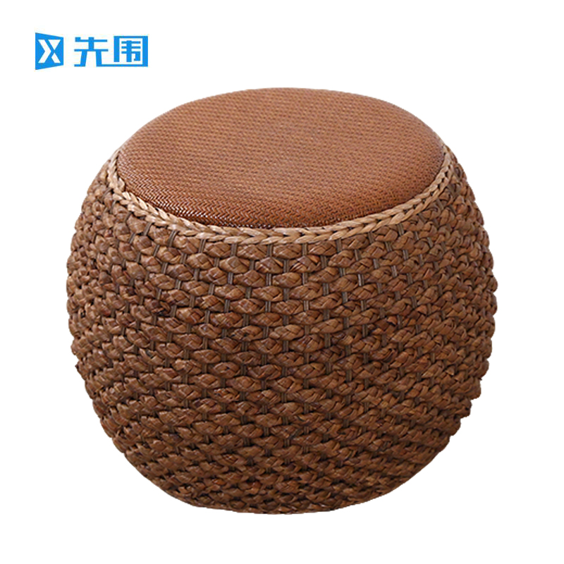 先围 藤编矮凳 深色40*32cm 个高清大图
