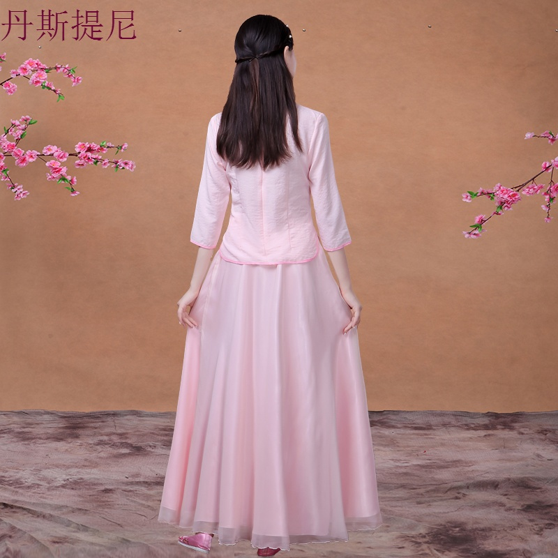 2018新款古装伴娘服中式婚礼中国风礼服旗袍姐妹团复古长款演出夏