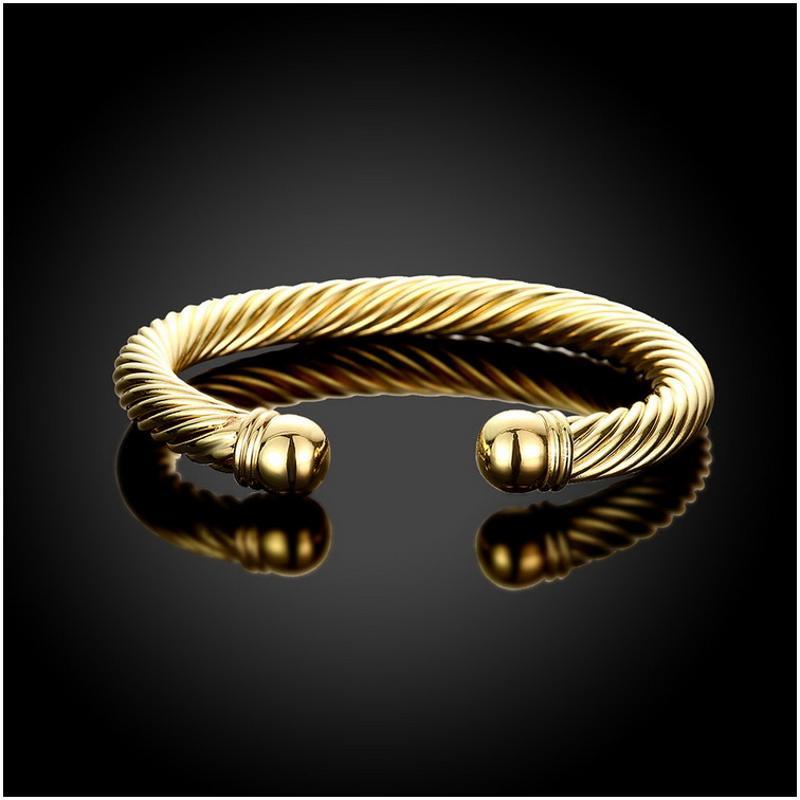 Z006 Women Gold Bracelet 女生饰品镀18K黄金色开口手镯日韩配饰送女朋友七夕情人节礼物
