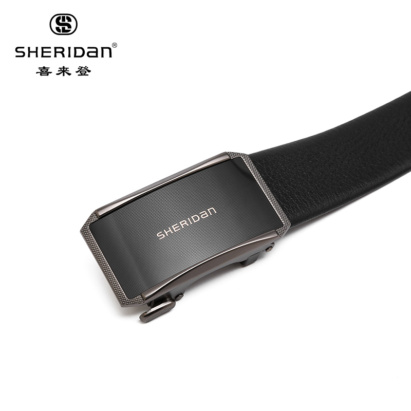 喜来登SHERIDAN男士内穿自动扣头层牛皮皮带(彩盒)高清大图