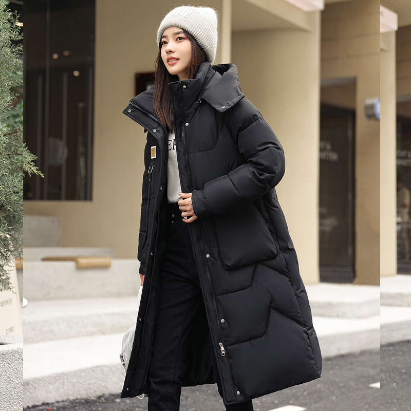欧洲站2024冬季新款可拆卸帽棉衣女中长款过膝加厚棉袄棉服女外套高清大图
