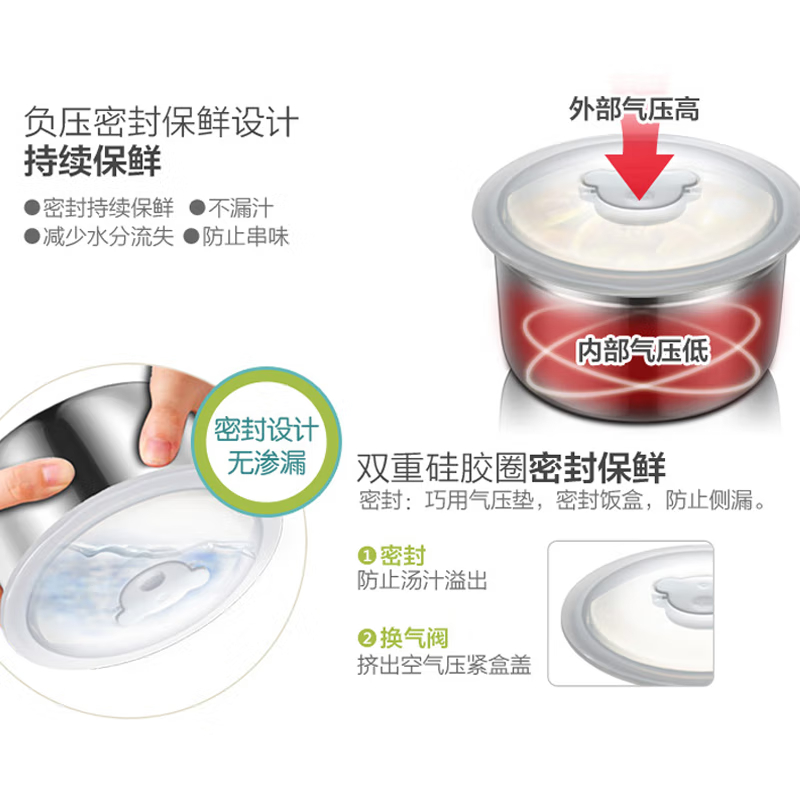 小熊(Bear)电热饭盒DFH-S2358 上班族三层大容量可插电不锈钢煮蒸热饭神器加热保温饭盒便携便当盒高清大图
