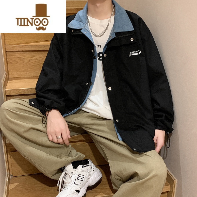 YANXU2023日系复古假牛仔外套男小众潮牌bf宽松工装2工日翻高清大图