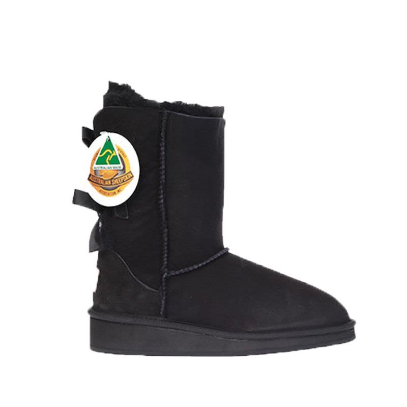 WedgesUGG雪地靴蝴蝶结中筒靴子女羊毛皮一体保暖防水防滑[秋冬必需]图片