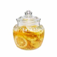 玻璃储物罐 泡菜坛子腌菜 厨房收纳玻璃密封罐 竖纹1250ML