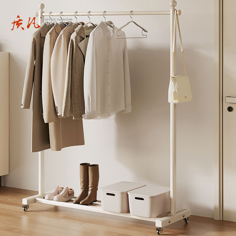 质凡衣架落地卧室阳台单杆晾衣架室内家用可移动衣帽架房间衣服挂衣架高清大图