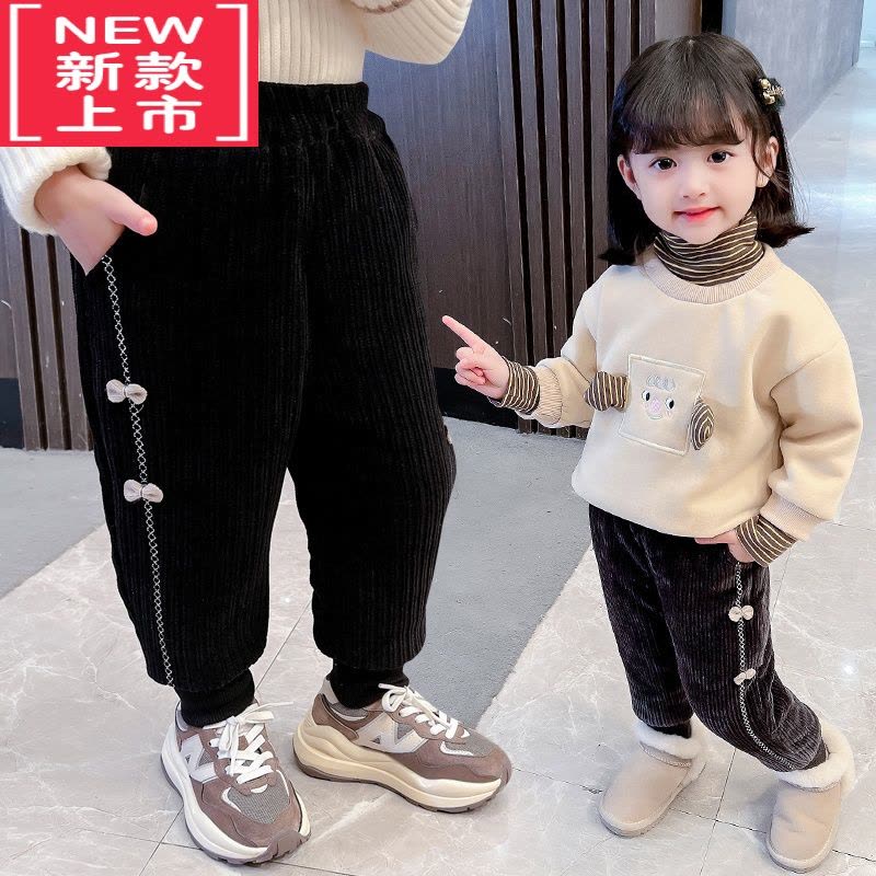 可莉允女童棉裤冬季外穿婴儿童加绒裤三层加厚裤子保暖裤宝宝一条过冬裤图片