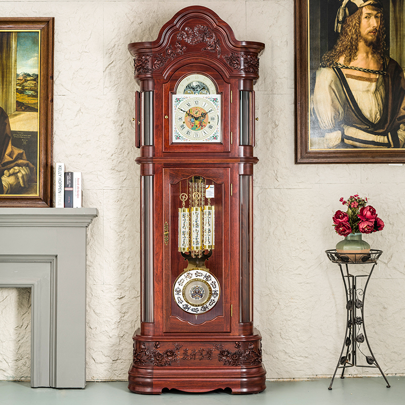 汉时hense欧式复古实木机械落地钟客厅德国机芯装饰大座钟hg200sc