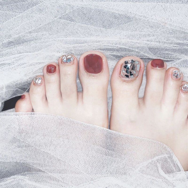 脚指甲贴片美甲成品穿戴式拆卸可取可带孕妇防水持久女镶钻假趾甲 F001 脚甲 送果冻胶+胶水+清洁棉+搓条+卸甲棒