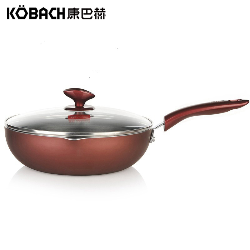 康巴赫(KBH)煎锅少烟锅不粘煎锅30cm明火燃气灶电磁炉通用煎锅带盖煎锅礼盒装
