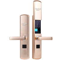 GIAUSA滑盖指纹密码锁刷卡感应智能家用密码锁临时秘钥APP远程开锁5公分7公分9公分左开右开Android包安装香槟