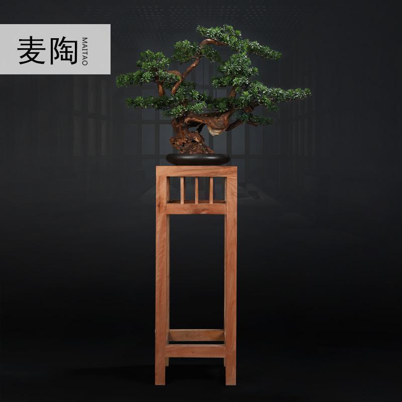 玄关装饰品样板间软装摆件仿真新中式迎客松盆景绿植客厅酒店家居_237_350