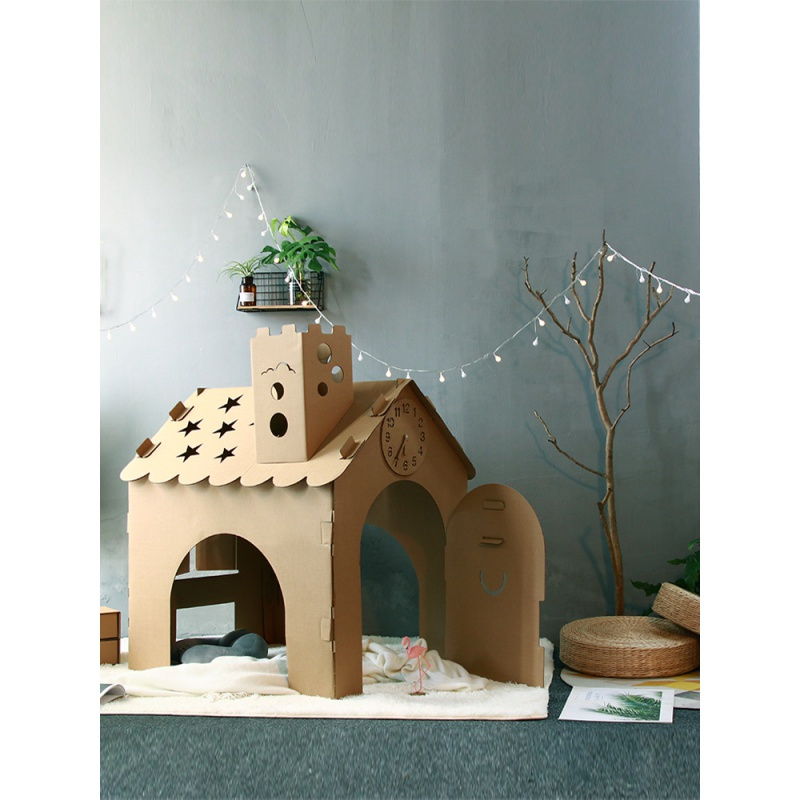 纸板手工diy材料模型制作儿童玩具游戏屋拼装纸房子幼儿园公主房