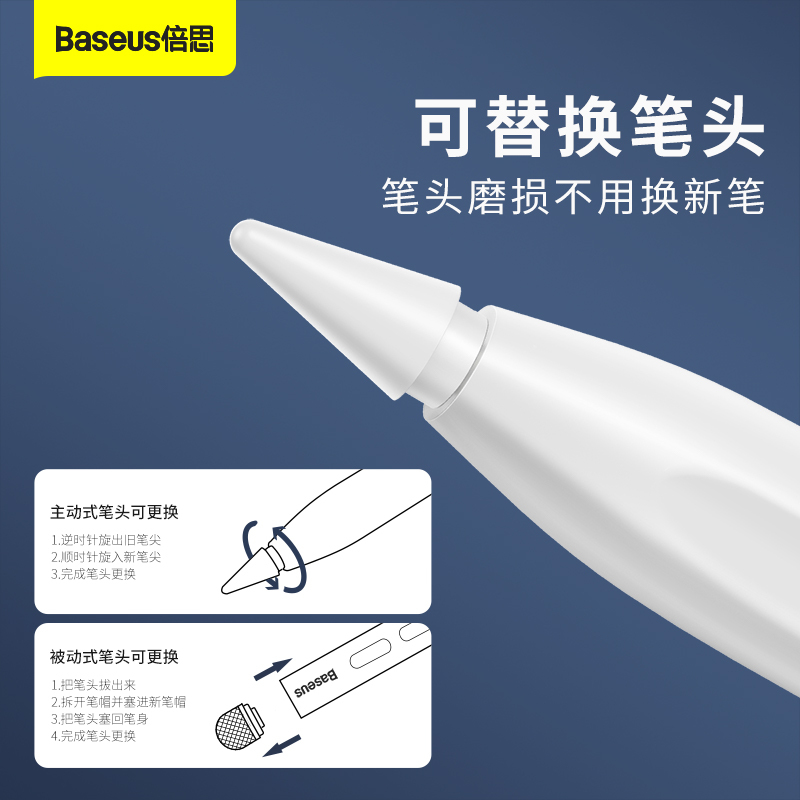 倍思apple pencil电容笔ipad触控笔防误触适用苹果一代2代ipadpencil触屏笔ipencil二代pro
