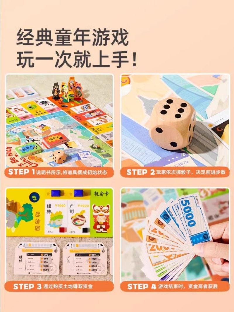 弥鹿大富富翁桌游儿童版中国之旅桌面游戏棋六一儿童节礼物2724高清大图