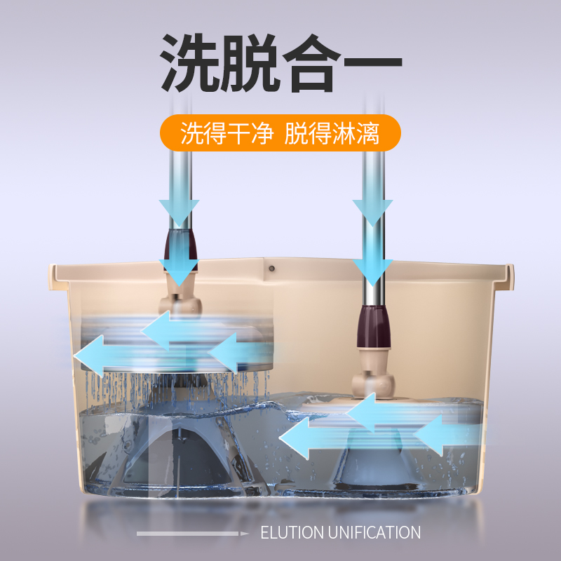 旋转拖把免手洗2023新款家用甩干懒人拖地神器一拖墩布桶地拖布净高清大图