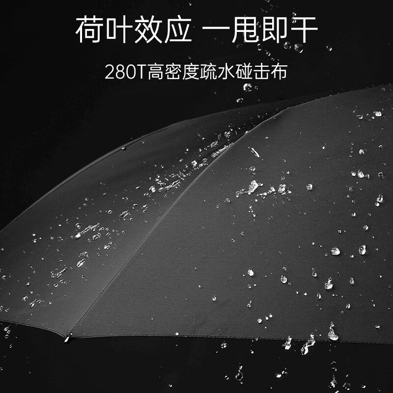 左都 ZD005商务直柄雨伞 直杆金银款 加反光条直径125cm 金柄黑高清大图