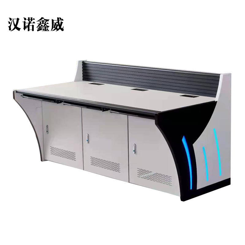 汉诺鑫威监控操作台三联定制电脑机房指挥中心控制台平台桌调度台加厚三联带灯1800*900*750