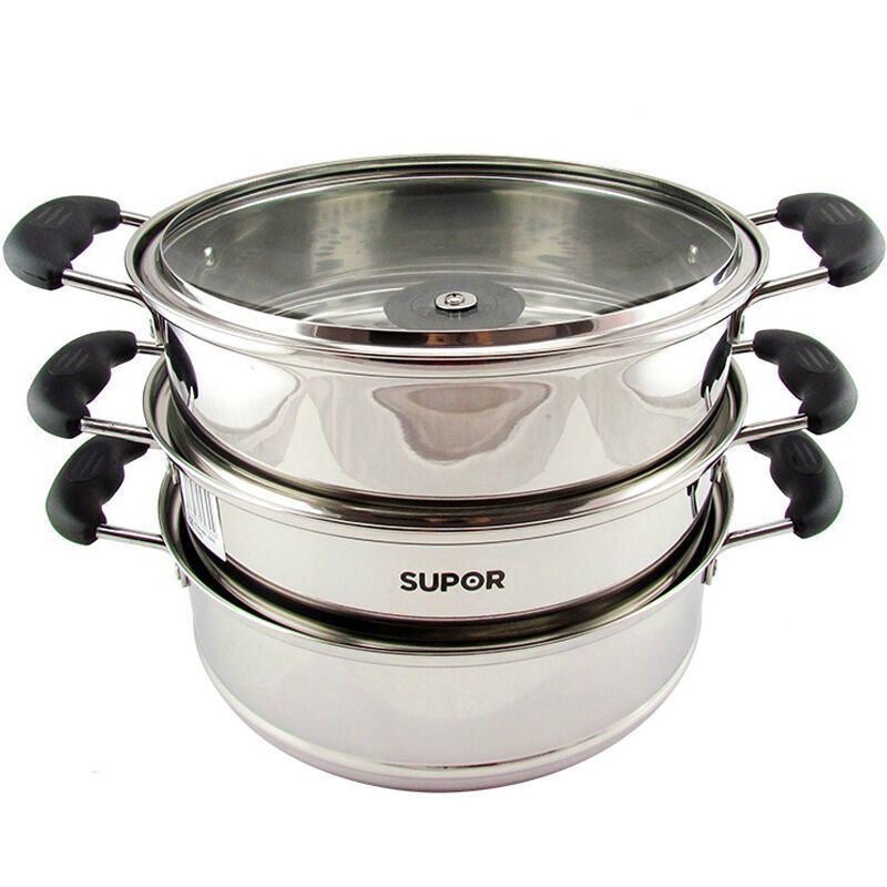 苏泊尔(SUPOR) 蒸锅 易存储三层复底蒸笼 明火电磁炉适用锅具26CM SZ26B3