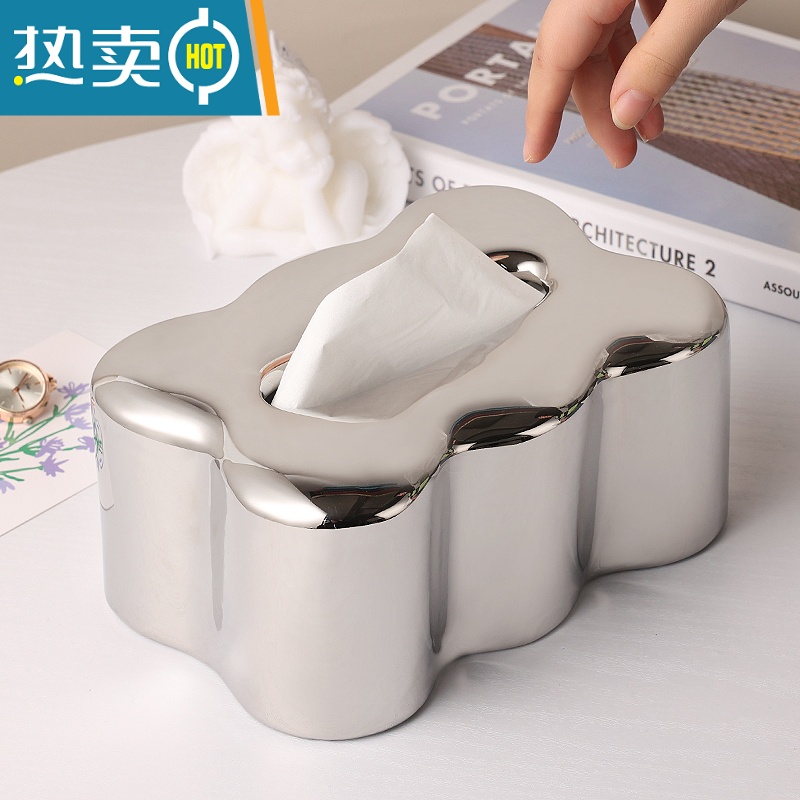 敬平北欧轻奢纸巾盒设计感摆件创意陶瓷抽纸盒客厅餐桌茶几装饰收纳盒 吐司纸巾盒高清大图