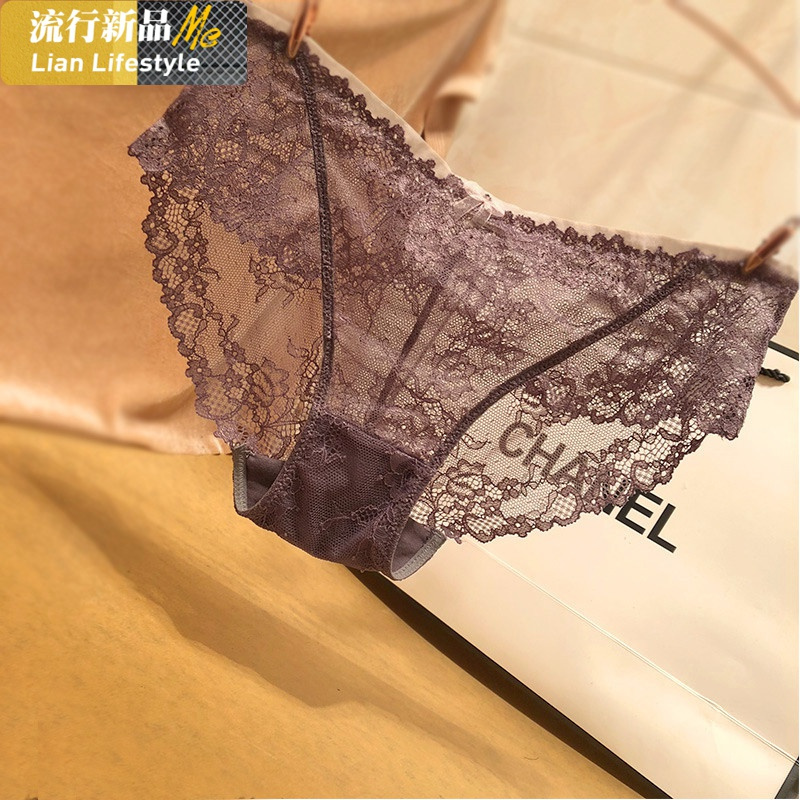 恋名媛蕾丝内裤女性惑骚夏天超薄低腰诱惑日系镂空透明性感甜美内裤