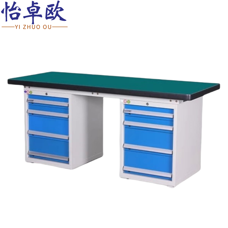 怡卓欧工作台2.1米双四抽张高清大图