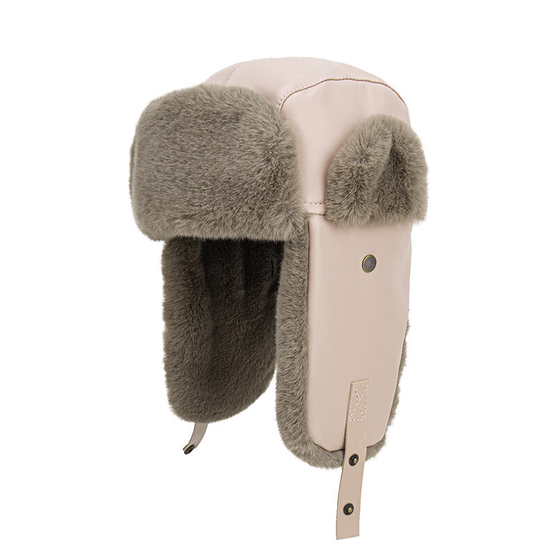 Tduo皮质加绒防寒帽打孔雷锋帽LF2 顶 粉色