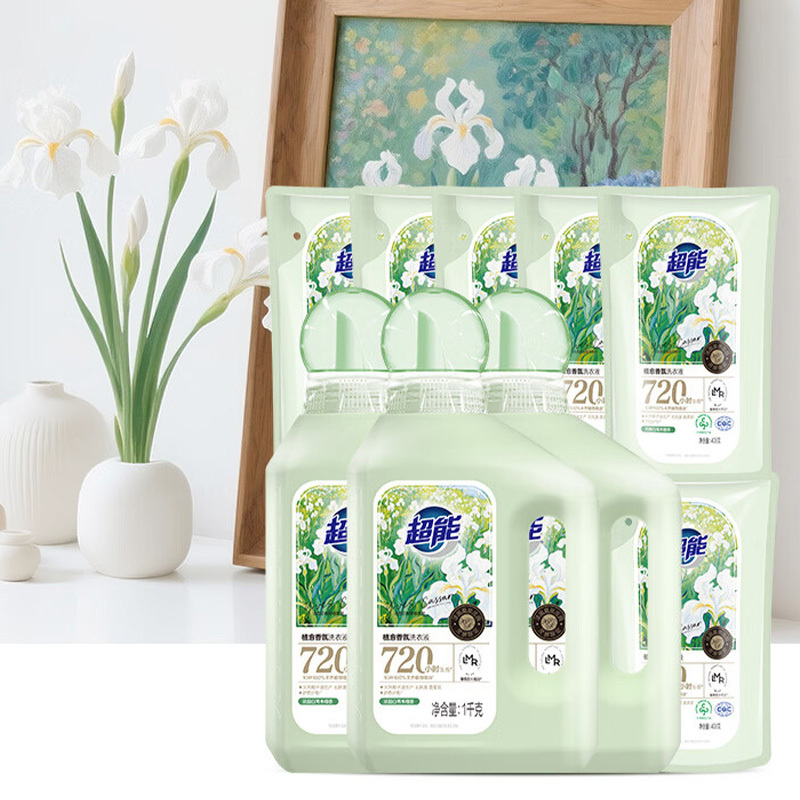 超能洗衣液1kg*3桶+400g*6袋护衣护色持久留香植愈香氛款高清大图