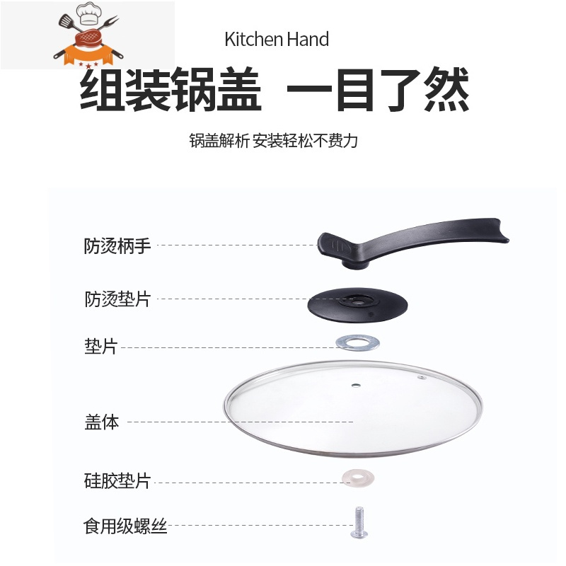 大小通用锅盖把手不锈钢可立顶珠防烫配件提手玻璃炒锅盖头帽 敬平 款式[2] 圆把手 小孔 锅具配件