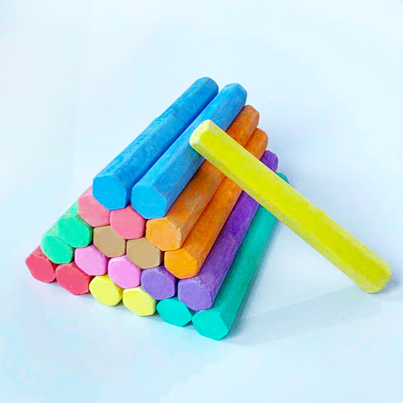 御杰开学季必备用品六角彩色粉笔10色50支开学礼包开学礼物儿童粉笔画板教学黑板报笔小学初中高中大学高清大图