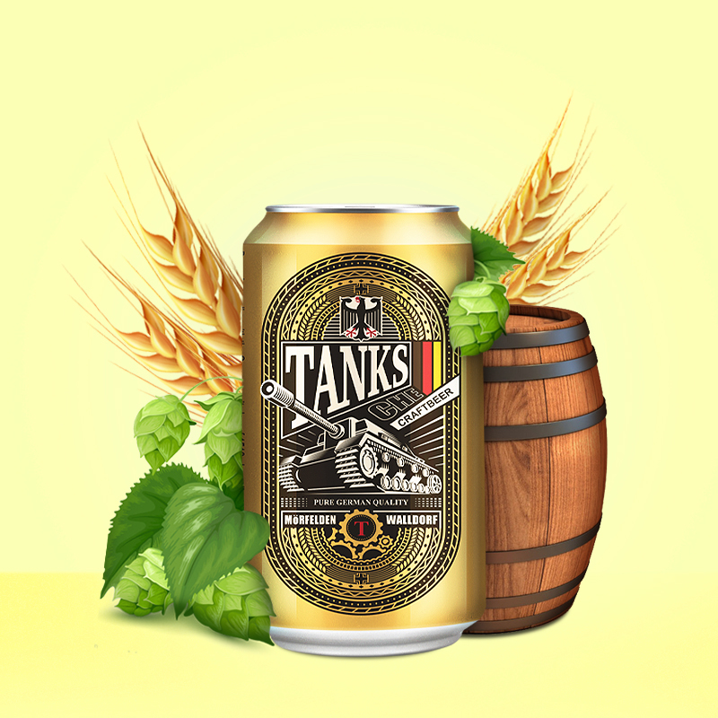 坦克车TANKSCHE 单一麦芽精酿夏季冰爽啤酒320mL*6听国产整箱装清澈型