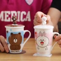创意陶瓷杯子马克杯情侣水杯咖啡杯牛奶杯儿童卡通杯早餐杯带盖勺生活日用水具水壶带盖冷水壶水具水杯家居器皿水具水杯