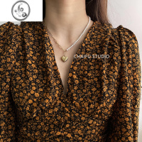 JiMiChaifu/ INS风欧美复古小众多层不锈钢珍珠项链颈链 H款珍珠爱心