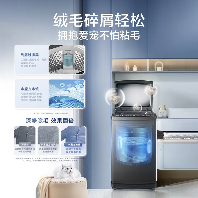 免运费小天鹅10公斤TB100VC80DT 全自动家用大容量 直驱变频水魔方 波轮洗衣机