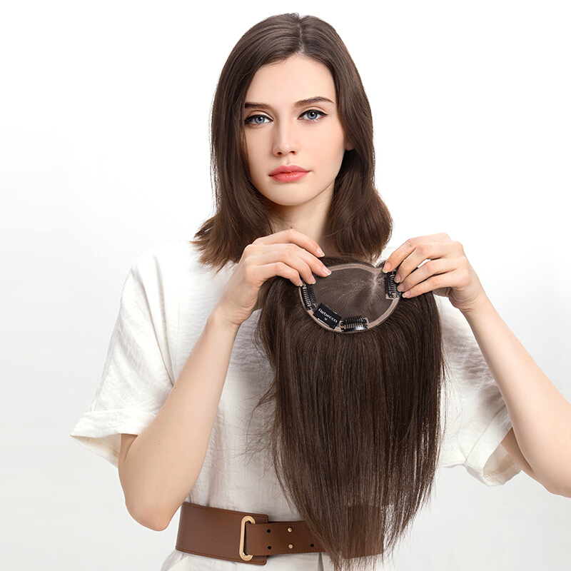 瑞贝卡rebecca假发片女中长直发片外翻刘海全真人发手织隐形无痕补发