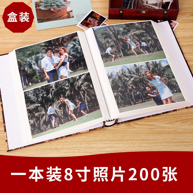 [8寸200张] 相册影集相册本纪念册大容量插页式家庭盒装 三维工匠 幸福树-8寸200张高清大图
