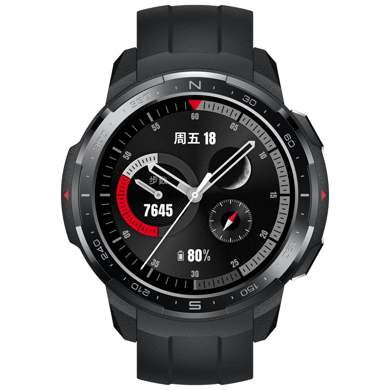 荣耀手表GSPro 碳石黑 25天续航 麒麟A1芯 103种运动模式 14项军规 智能语音 蓝牙通话 50米防水心律睡眠