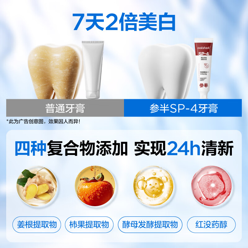 参半oralshark美白牙膏-120g(单位:件)高清大图