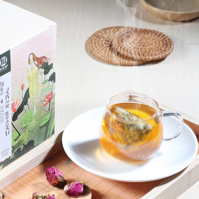茯济堂玫瑰荷叶茶内含进口阿根廷马黛茶四季常备 玫瑰荷叶茶90g(5g*18包)!高清大图