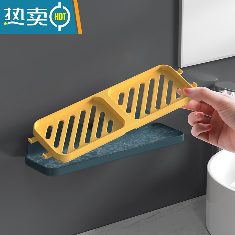 敬平肥皂盒香皂置物架家用壁挂式免打孔浴室创意沥水收纳架不积水 双格沥水皂架[白灰+粉白] 2个装高清大图