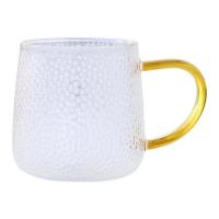家用大容量加厚玻璃锤纹水杯ins简约杯子带把泡茶杯客厅家用耐热 贵妃杯 单金