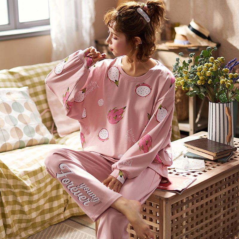 波迷娜(BOMINA)睡衣女棉质长袖学生ins清新甜美家居服两件套8301