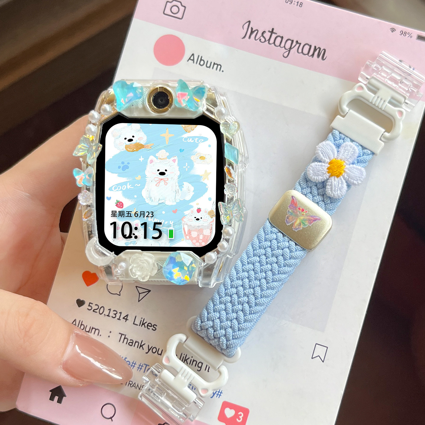 适用小天才电话手表表带Z10/Z9可爱挂脖Z11新款Z8Z7S保护套3139B高清大图