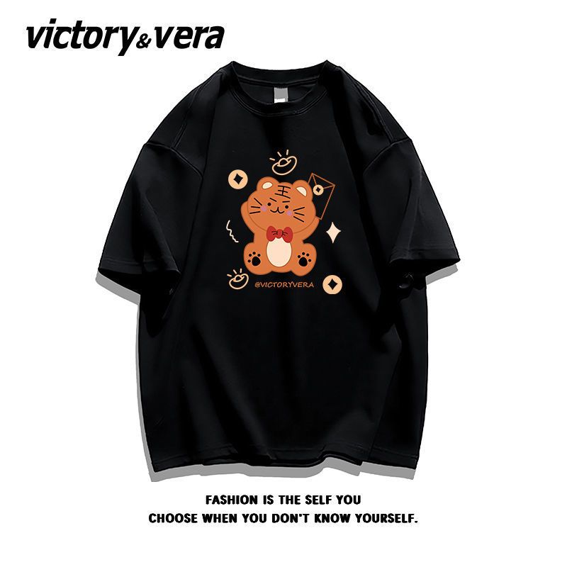 VICTORYVERA盐系小老虎ins短袖100纯棉t恤女夏季宽松半袖上衣chic