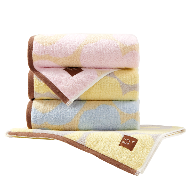 洁玉 春野樱精梳棉提花毛巾 34*74cm 95g 1条装 J4017F 蓝色高清大图