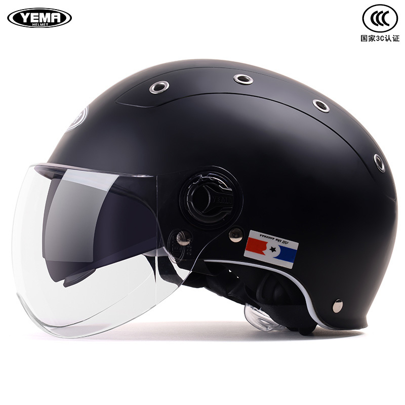 野马3c认证夏季电动摩托车头盔男女四季通用双镜片防晒电瓶安全帽视频