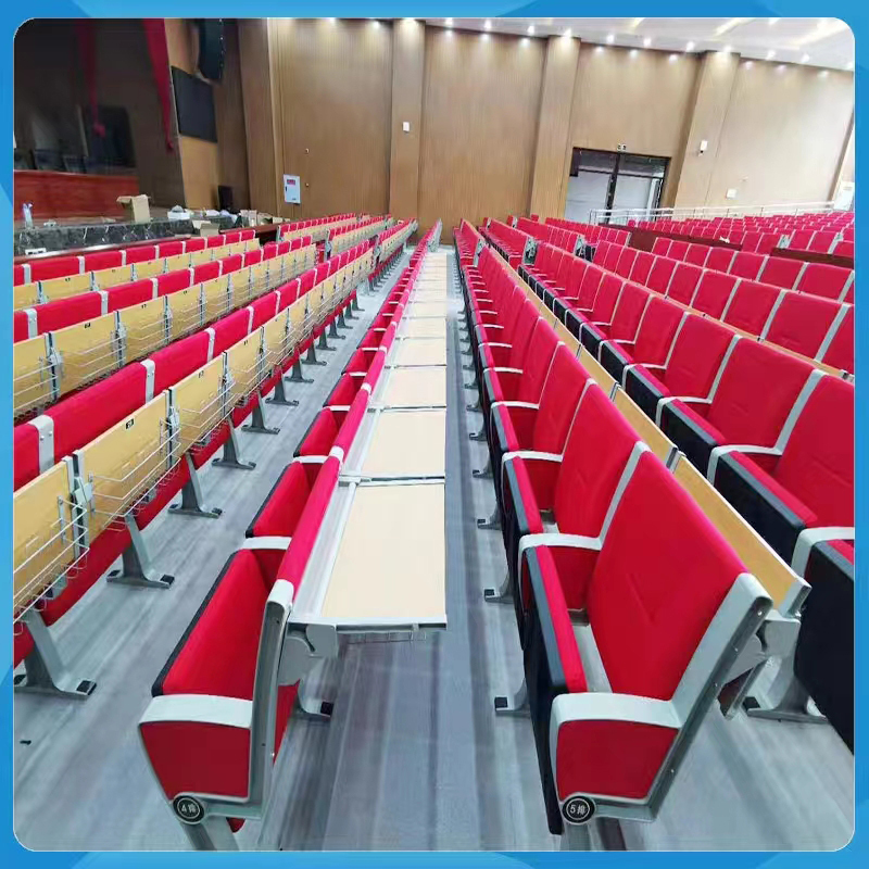 正斌阶梯教室排椅礼堂椅带写字板自动翻版课桌椅固定铝木[工厂现做 7