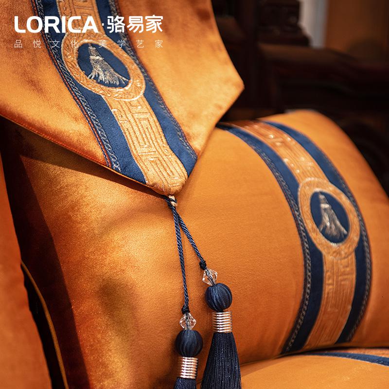 新中式桌旗客厅茶几餐桌布电视柜绣花布艺床旗定制 悦嘉禾 悦嘉禾-飞扬金 33*180cm(适用桌长1.3米-1.4米)高清大图