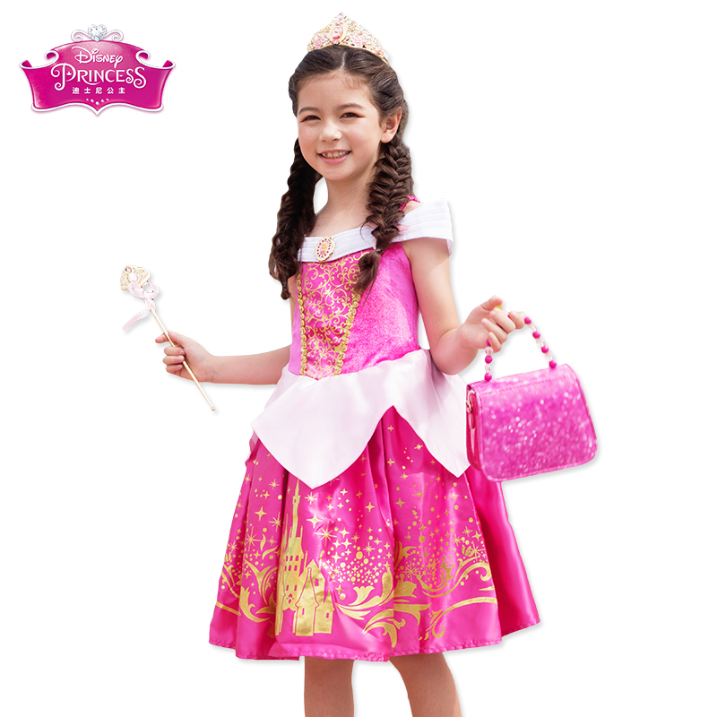 迪士尼正版睡美人公主裙女童睡美人连衣裙儿童生日会礼服裙子